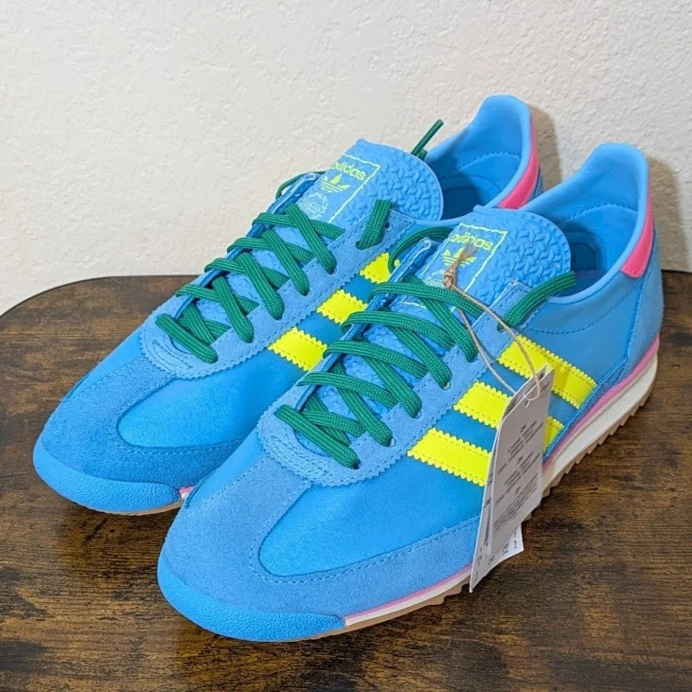 NEW Adidas SL 72 OG Sneakers Womens Sz 6.5 Sky Rush Solar Yellow Lucid Pink - Picture 3 of 16